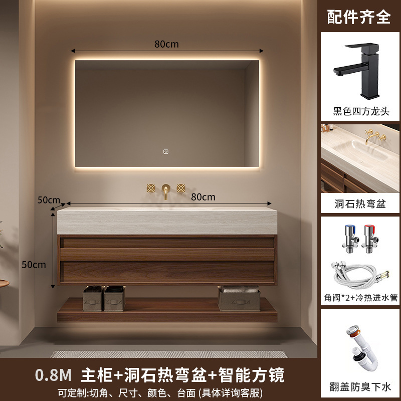 スレート熱曲げ一体型洗面器、アンティークスタイルのバスルームキャビネット、バスルームシンク、洗面台、スマートバスルーム|undefined