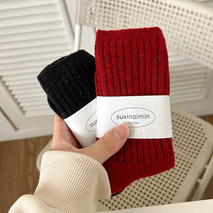 suxinaimin wool socks children autumn and winter warm warm velvet thick line Japanese point yarn Zhuji pile socks