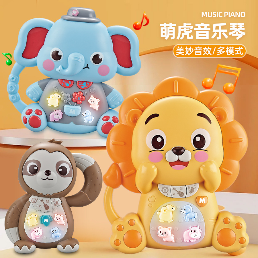 Niños nuevos juguetes de música electrónica para padres, juguetes educativos interactivos para bebés, divertidos animales, leones y elefantes luces