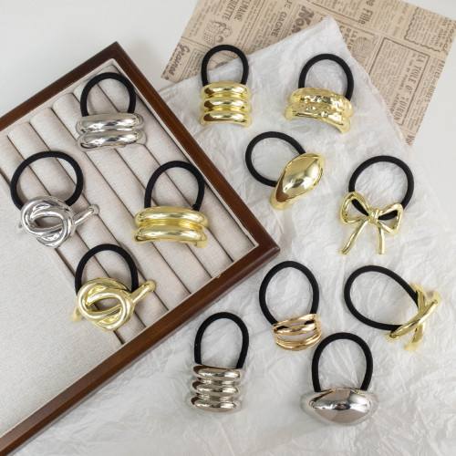 Minimalist Cold Metal Hair Tassel Alloy Hair Ring New Korean Style High-end Ponytail Hair Tie Hair Rubber Band