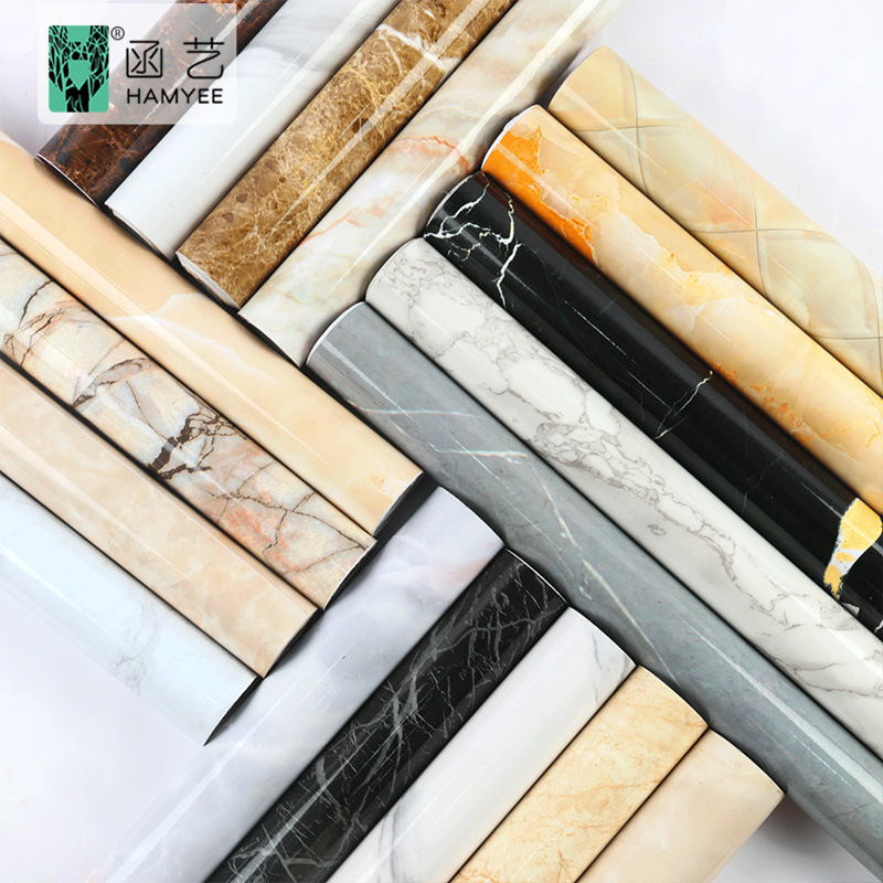 外贸批发跨境自贴加厚大理石电视背景墙墙纸壁纸自粘防水墙贴贴纸