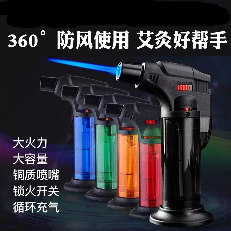 Creative Gas Lighter, Windproof, Straight-Through Blue Flame Igniter, Small Welding Gun, Moxibustion Special Lighter Wholesale