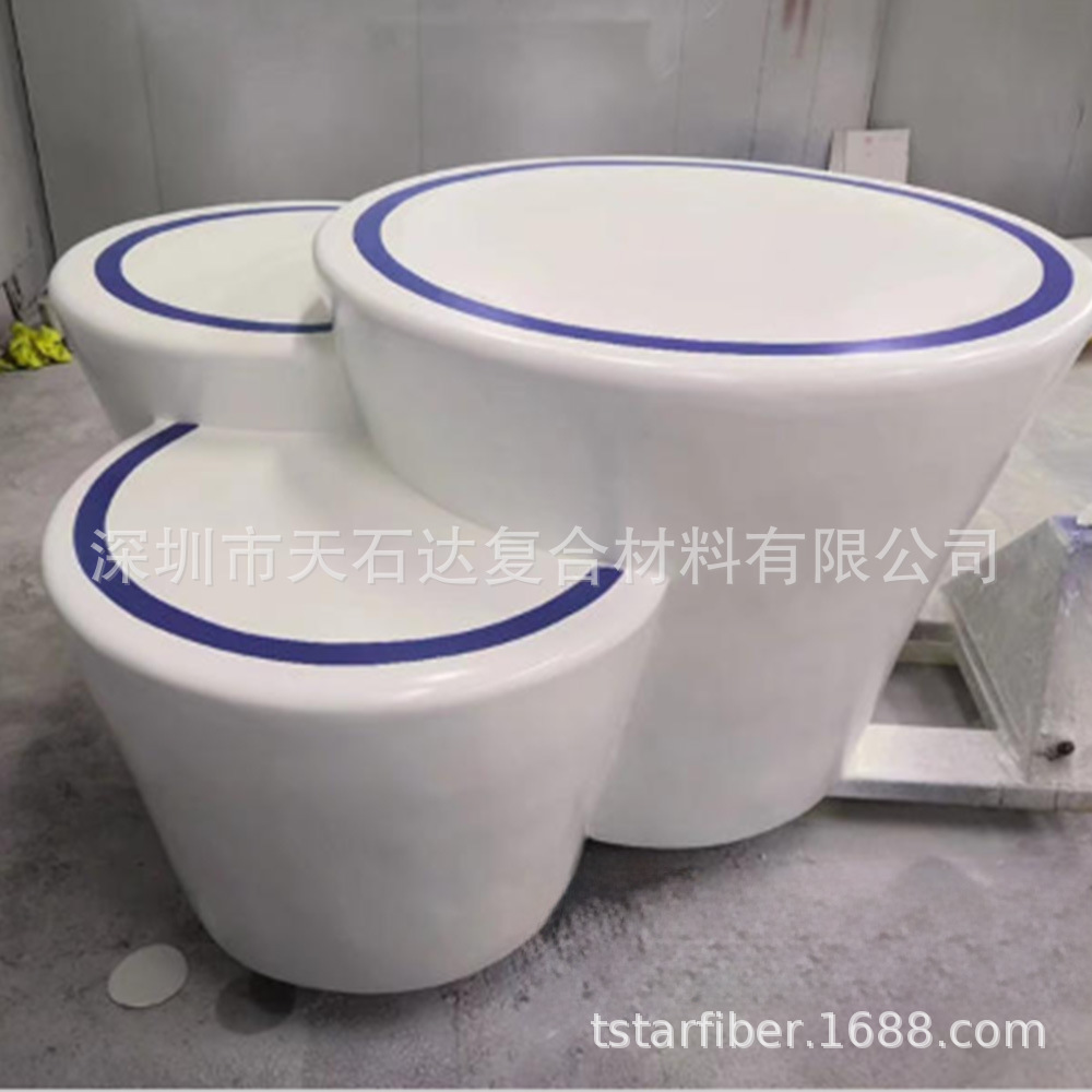 高品质现代设计玻璃纤维圆形前台接待桌，多功能商业办公室家具