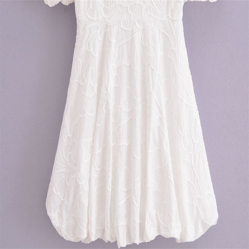 Pleated Design Wholesale Women's Casual Elegant Pleated Flower Daily V Neck Short Sleeve Sheath Dress