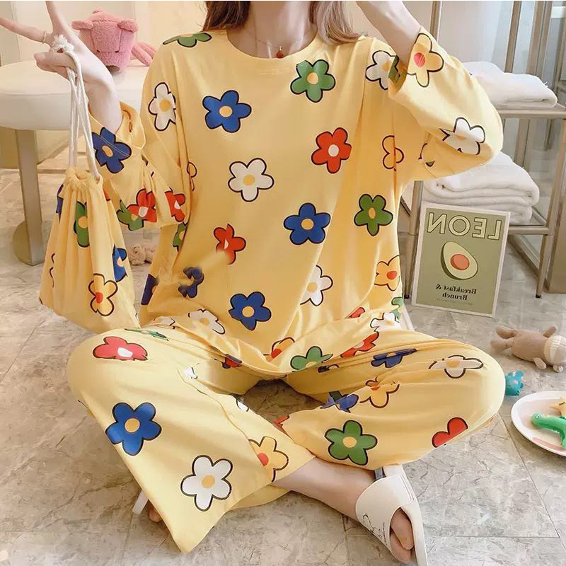 Pijamas de manga larga de las mujeres de primavera y otoño más tamaño pijamas de verano de las mujeres ropa de abrigo estilo coreano pijamas de las mujeres más tamaño traje de desgaste para el hogar image 34