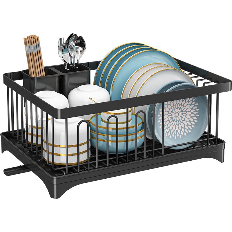 Plato de cocina estante de drenaje Placa de mesa rack de almacenamiento doméstico con instalación de drenaje-libre drenaje taza rack