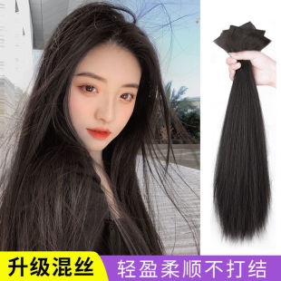 Wig Women's Long Hair One Wig Patch Two Clips Three Straight Hair Extension Invisible Artificial Hair Thickened Wig