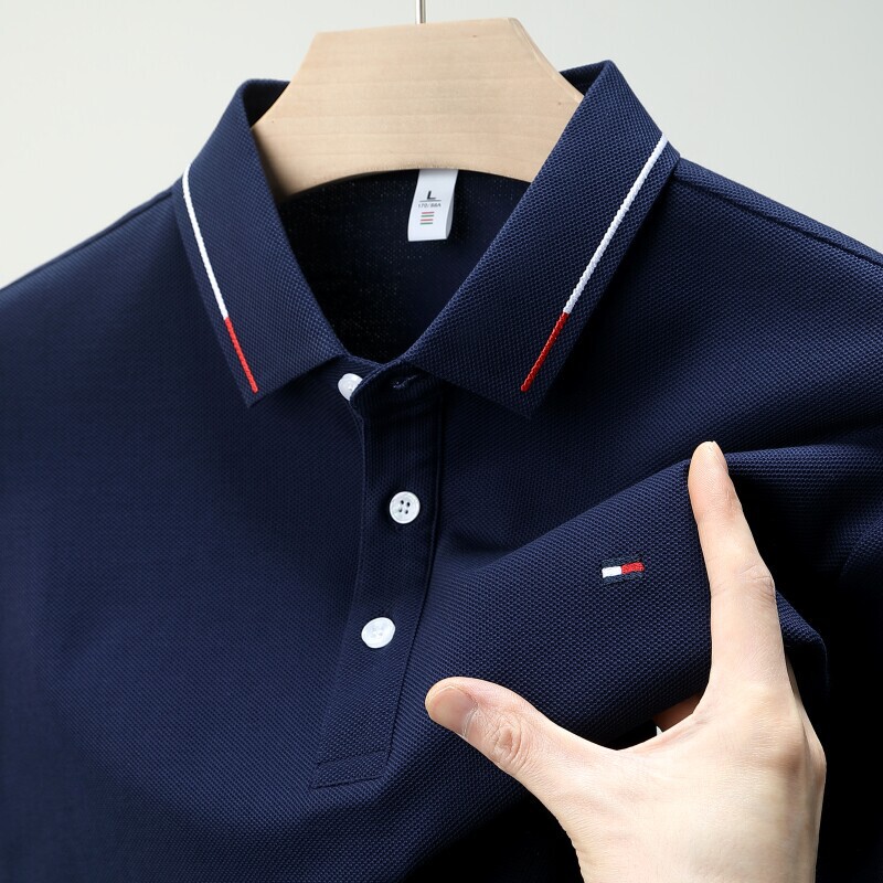 American Tommy Men's Short-Sleeved Lapel Polo Shirt Pique Cotton Business Casual Embroidered T-Shirt for Young and Middle-Aged Men American Tommy Men's Short-Sleeved Lapel Polo Shirt Pique Cotton Business Casual Embroidered T-Shirt for Young and Middle-Aged Men
