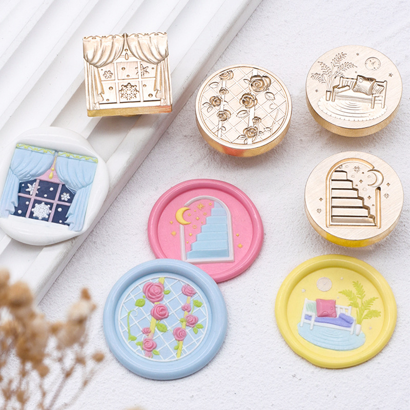 Sello de pintura de fuego alivio de la cabeza de cobre Serie Artística Rosa clave Yu Meiren sello de música Cubierta de sobre impresión de pintura de fuego cabeza de sello