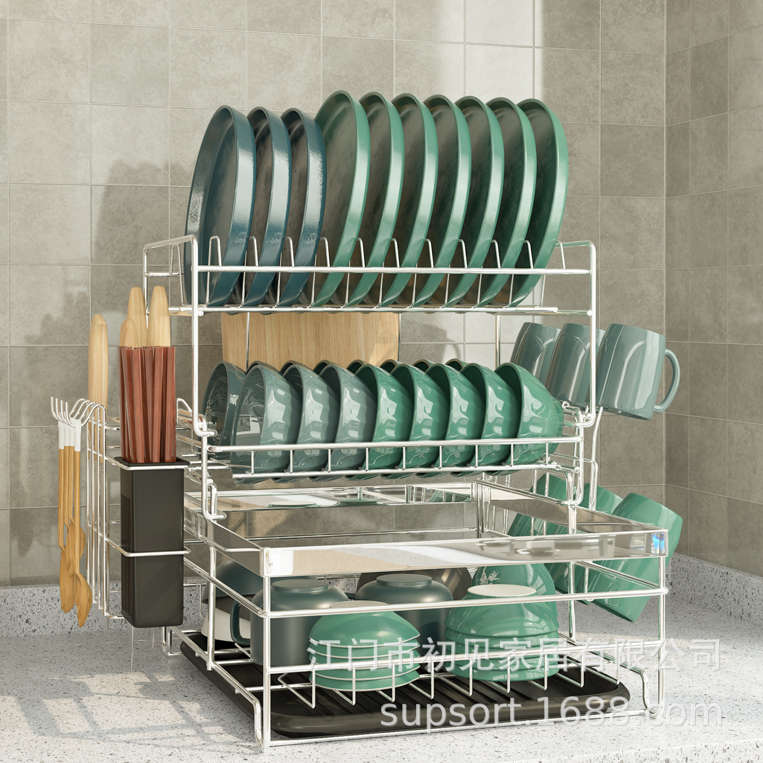 廚房置物架餐具收納瀝水碗架瀝水架亞馬遜鐵藝雙層碗碟架金屬收納