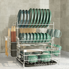 廚房置物架餐具收納瀝水碗架瀝水架亞馬遜鐵藝雙層碗碟架金屬收納
