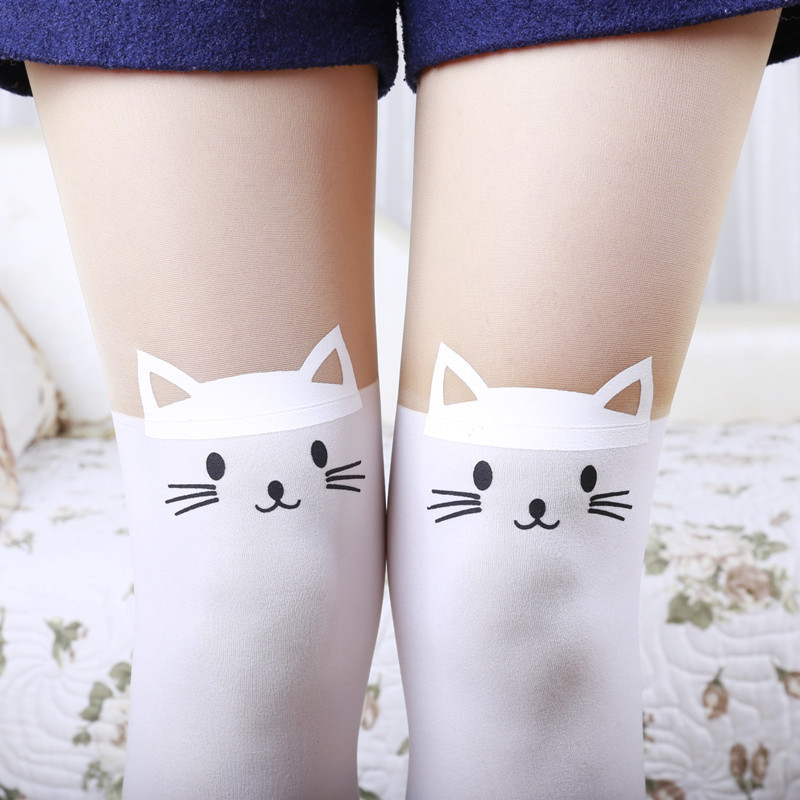 Japanese socks white mi fake thigh pantyhose thin slimming fake high-top stitching tattoo