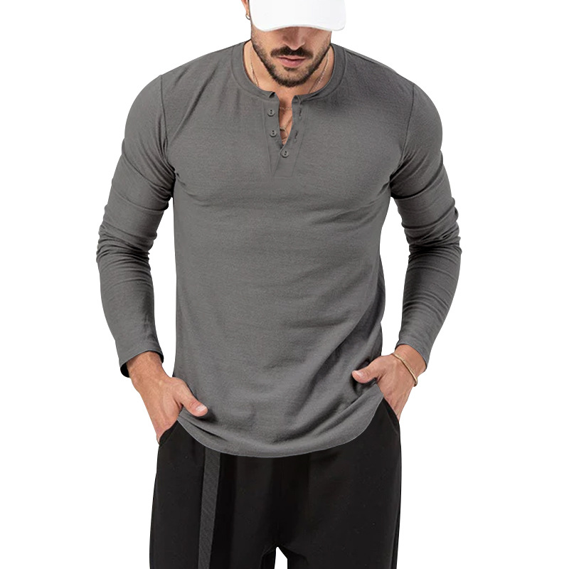 2024 European Men's Spring Autumn Round Neck Long Sleeved T-Shirt Loose Pullover Casual Men's T-Shirt Basic Tees Top_voghion.com