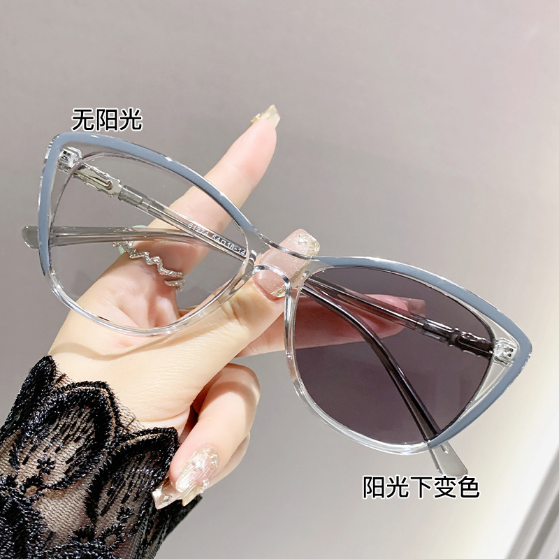 Ojos de gato transfronterizos fotosensibles a la decoloración anteojos antiluz azul de alta calidad, gafas de moda, marco de gafas, gafas de miopía image 8