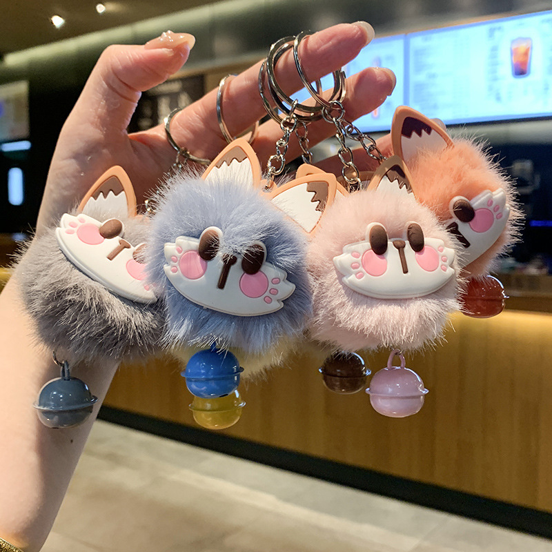 毛绒铃铛猫钥匙扣挂件网红小众书包学生闺蜜情侣活动娃娃礼品挂饰|undefined