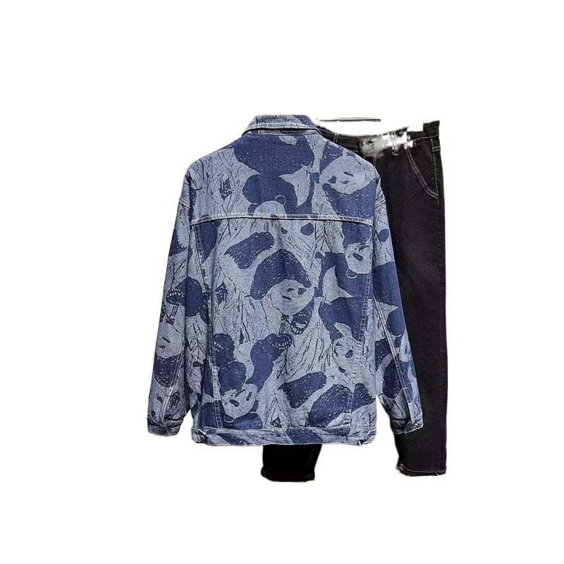 Herreklær high street retro vasket denimjakke herre vår- og høstjakke nisje eksklusiv jakke batikfarget denimjakke jakke_voghion.com