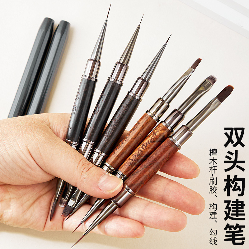 国境を越えた卸売サンダルウッド双頭多機能ペン構築特別なネイルアート描画ペン花正方形と円形の塗装描画ペン|undefined