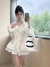 奶fufu白色毛衣秋冬日系软糯温柔风针织衫女蓬蓬半身裙两件套装裙