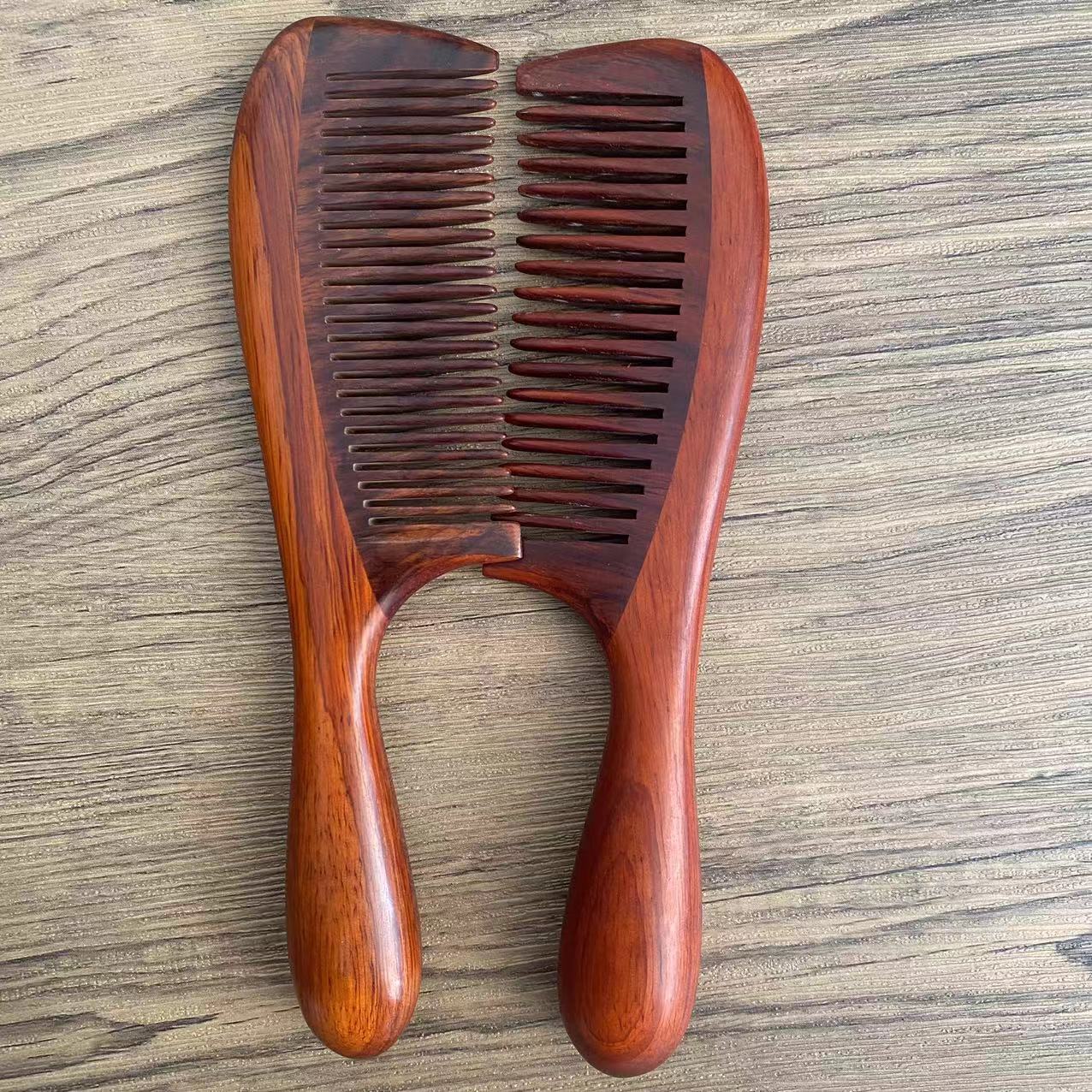 綠檀木梳子木梳子 密齒直發順發按摩梳 男女式檀香木梳