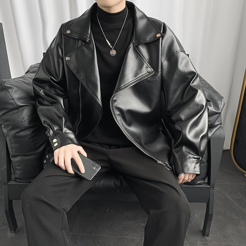 Herren Lederjacke Für Herbst Und Winter Im Bikerstil_voghion.com