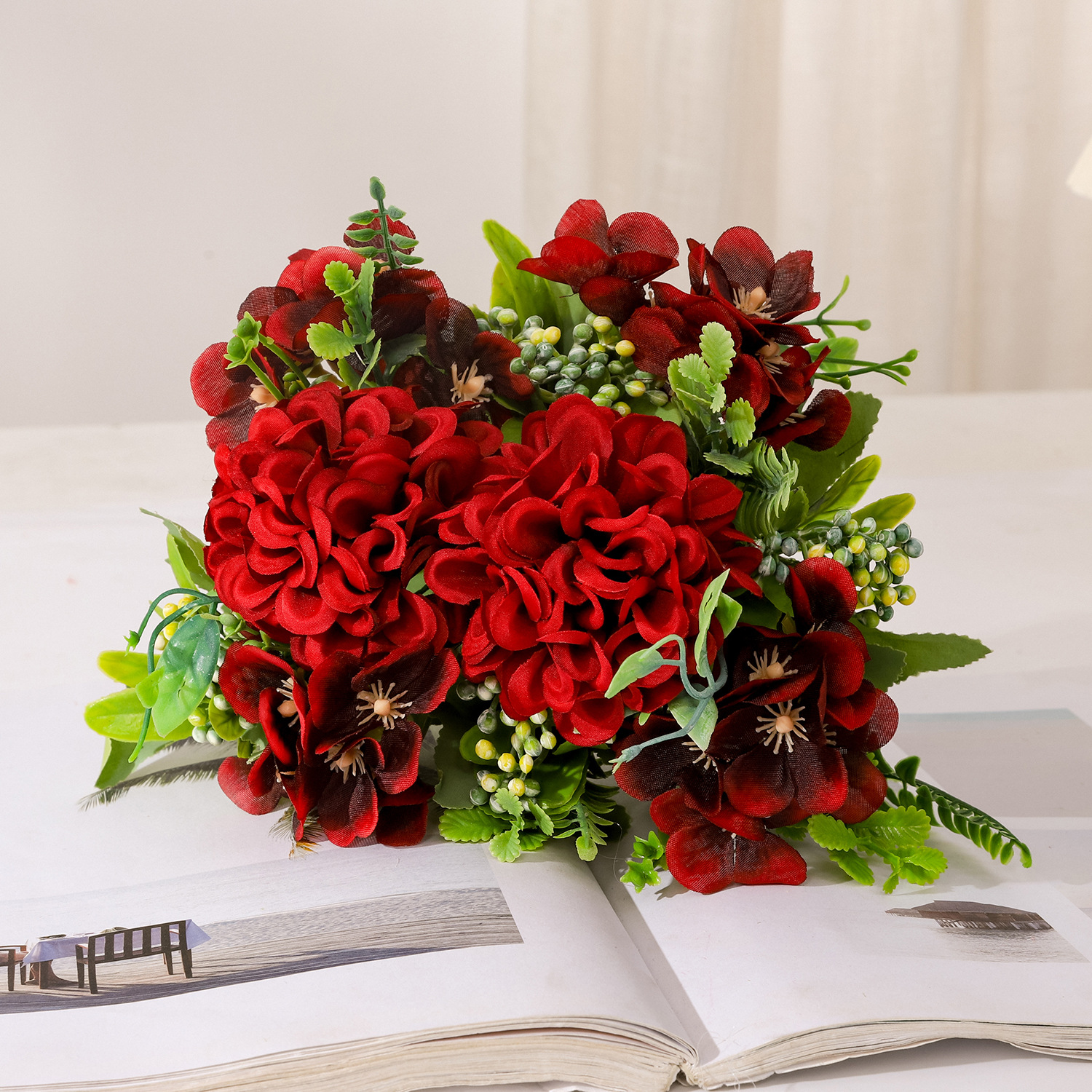 Baifang jardín Maria mariposa bola flor artificial escritorio decoración apoyos mesa de comedor boda arreglo de flores decoración