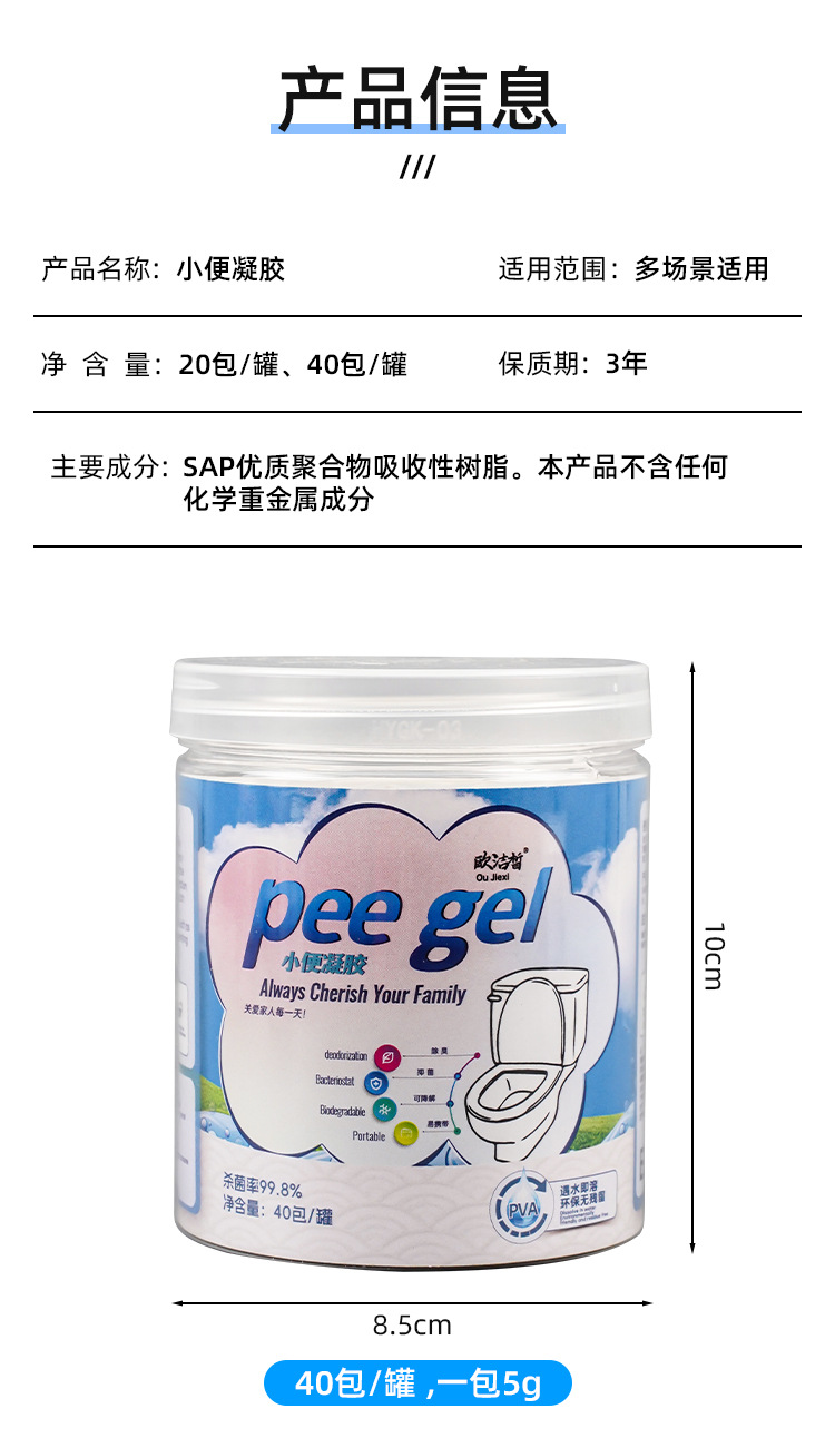Urinary Solidifier, Toilet Solidifier, Medical Waste Absorbent Resin, Emergency Urine Bag, Leak-Proof and Deodorizing Urine Bag Gel