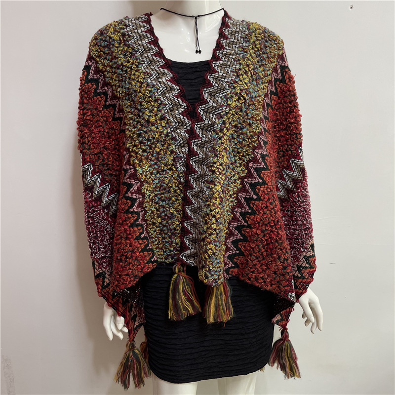 350g Weight Acrylic Fabric Type Daily Occasion V Neck Neckline Loose Version Color Block Pattern Winter, Spring, Autumn Season Women'S Gender Braid Design Vintage Style Style Women'S Vintage Style Color Block Braid 14