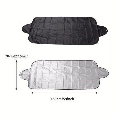 Car sunshade for the front windshield, sun protection, heat insulation, sunshade panel, blackout curtain, interior snow cover, universal snow cover (Car snow shield) - silver-15070