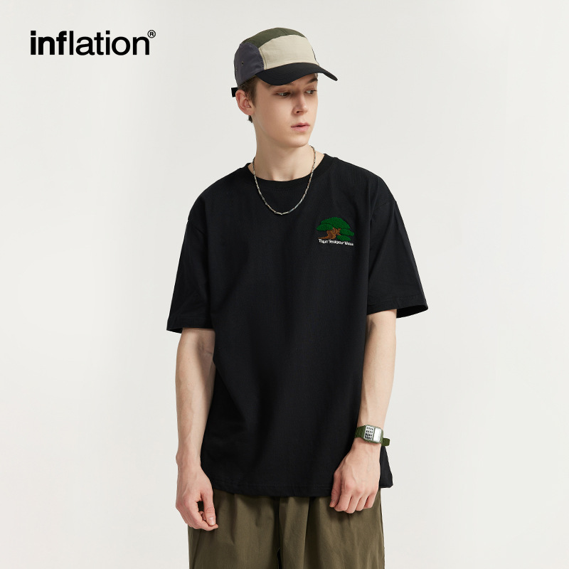 Ropa para Hombre Jie Zhan | Camiseta de manga corta para hombre, estilo casual, con bordado de pino, nueva colección primavera/verano 2025, marca de moda, estilo simple y personalidad.