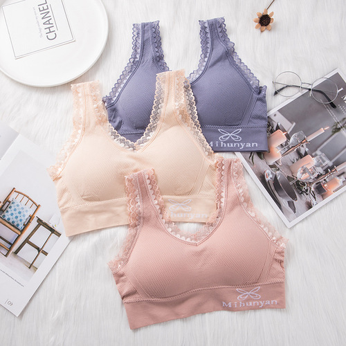 French style underwear, women's sexy butterfly lace beautiful back underwear, no wire bra, push-up tube top, chest bra