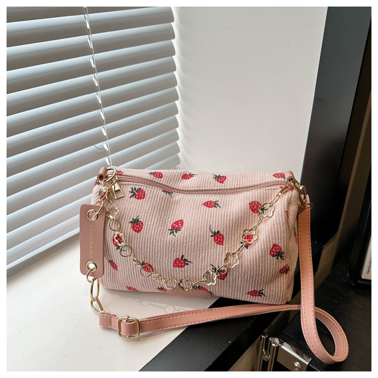 Korean version Instagram fashion cute girl pillow bag 2024 summer new simple casual corduroy single shoulder diagonal_voghion.com