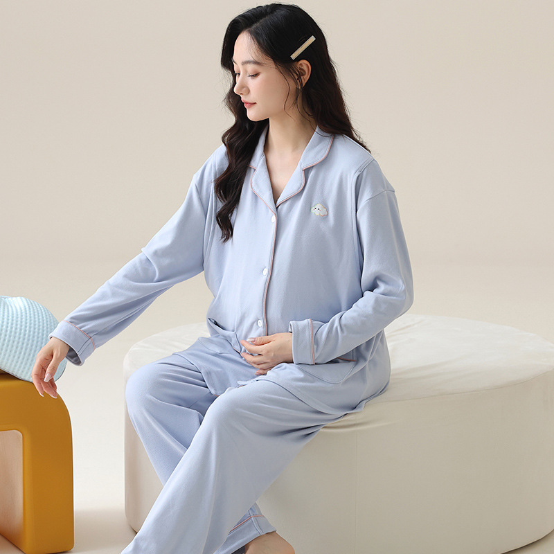 婧麒小奶皮孕妇睡衣秋冬款月子服产后磨绒加厚哺乳喂奶家居服套装|undefined