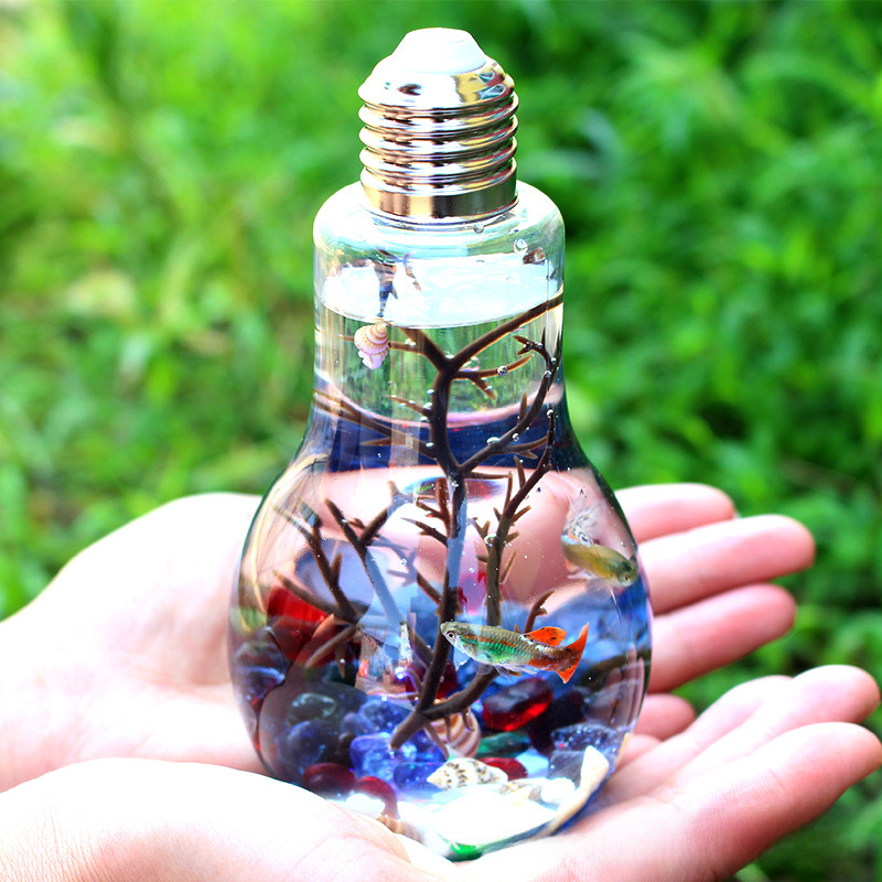 The hot-selling micro landscape bottle, creative fairy lights, light bulb bottle, decoration, peacock desktop fish tank, betta fish bottle 