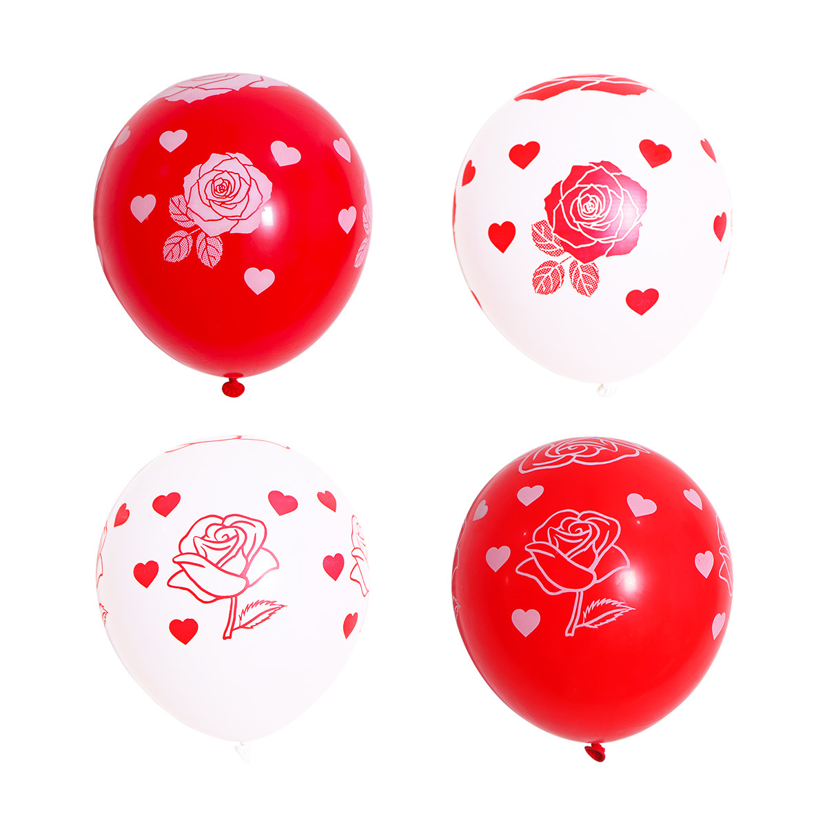 Nuevo 25 años de globo de látex del día de San Valentín decoración de bodas de 12 pulgadas flores rojas y blancas en forma de corazón globo de látex al por mayor