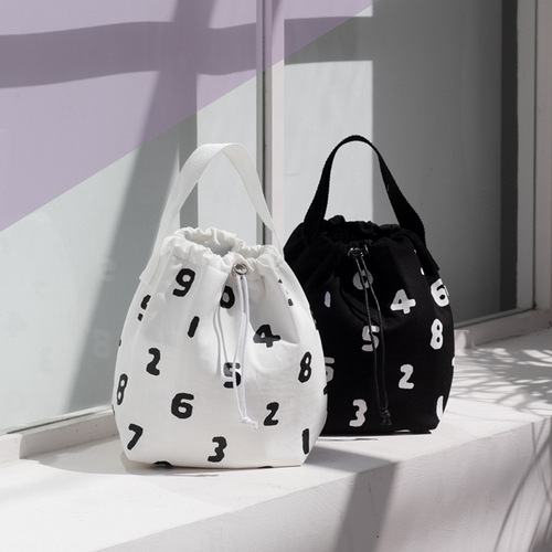 Japanese fashion brand digital cold insulation bag drawstring lunch box storage bag student office worker picnic lunch bag