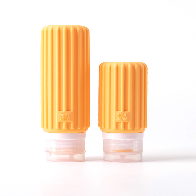 Viaje de silicona botella de 60ml 90ml gran capacidad conjunto de presión a prueba de fugas botella de almacenamiento de cosméticos nueva