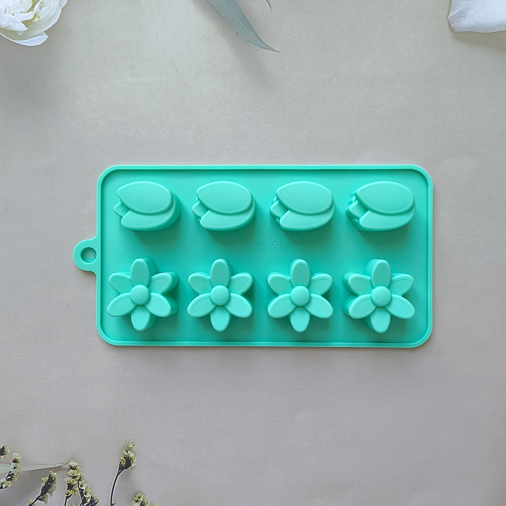 8 líneas de 2 flores 730 silicona chocolate molde de hielo molde de chocolate molde de dulces