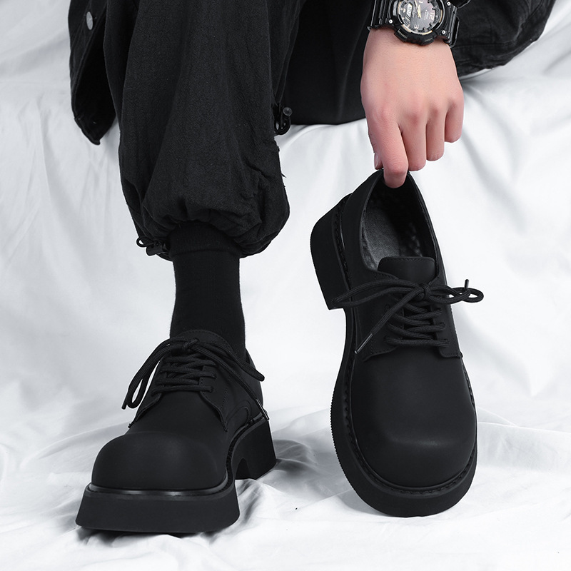 Big toe Derby shoes men's high-grade express black platform fashionable shoes men's 2023 new height increasing Japanese shoes 9522-R
