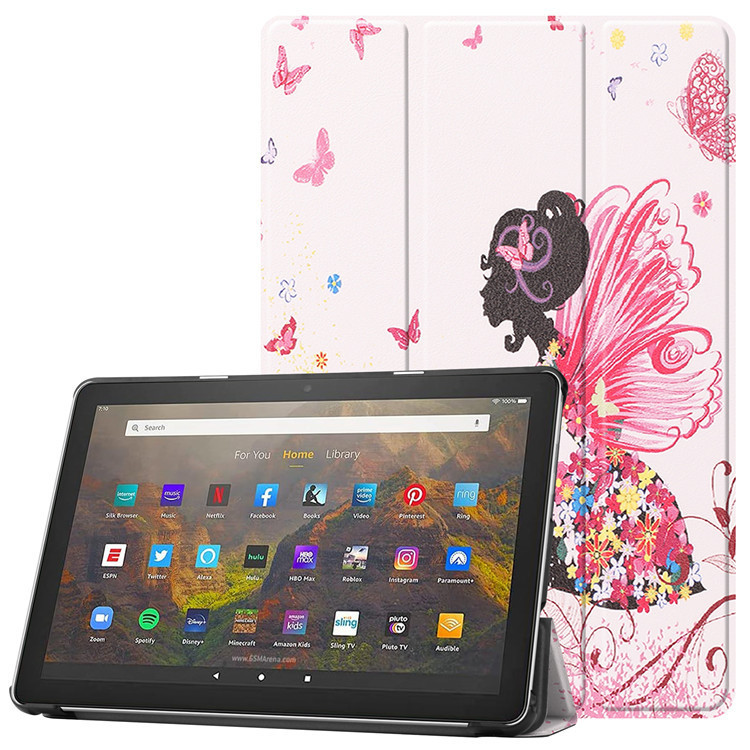 Applicable to Amazon Fire HD10 2023 tablet protective case Fire HD 10 caster tri-fold leather case
