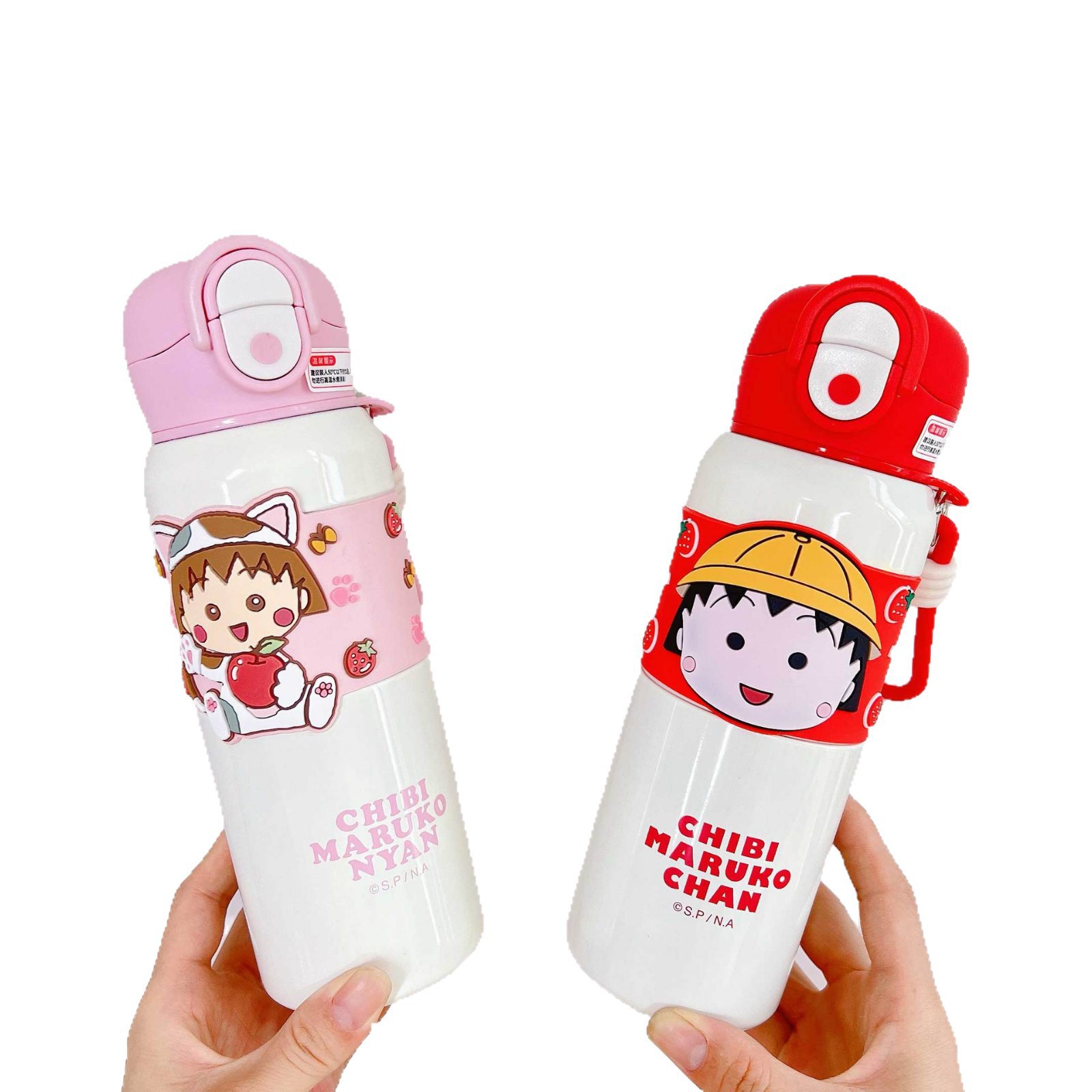 Strawberry Bear Mickey Taza termo para niños con pajita Taza especial para niños y niñas para la escuela Taza linda de dibujos animados portátil