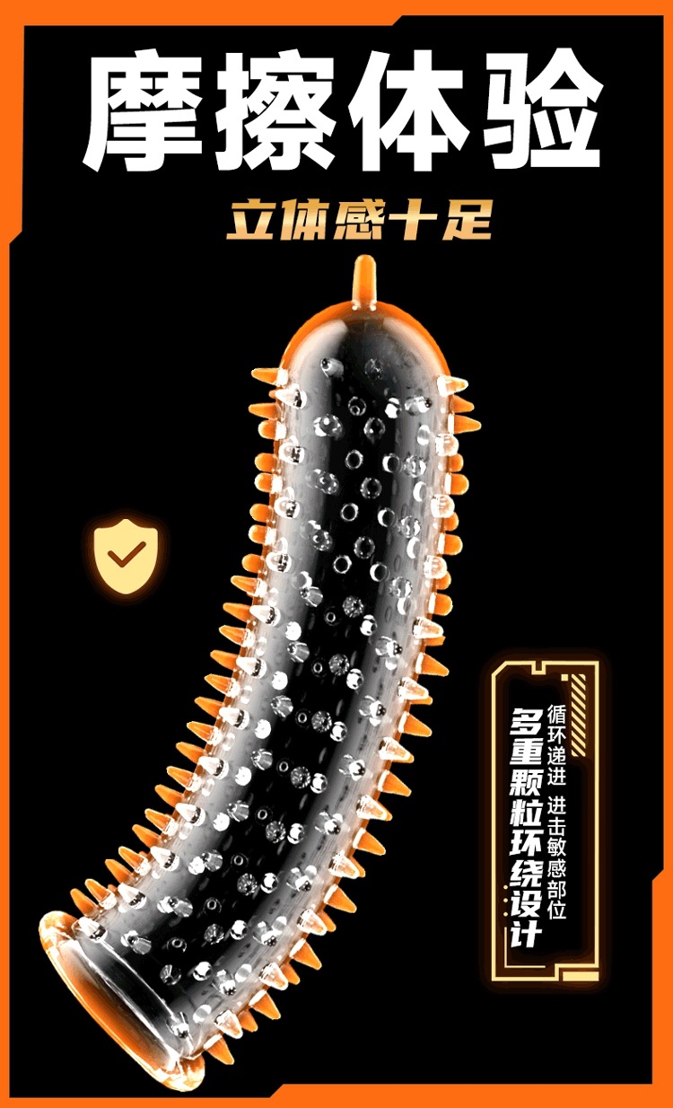 Wolf Tooth Textured Penis Headgear in Clear TPE for Couples — detail image 2