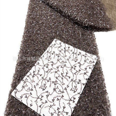 Fabricantes nuevos bordados cuentas de tela de encaje de alta calidad vestido de boda vestido de cena tela de moda