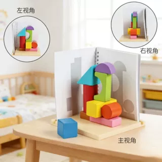 3D空间投影积木儿童立体几何三视图认知早教益智拼装玩具思维训练