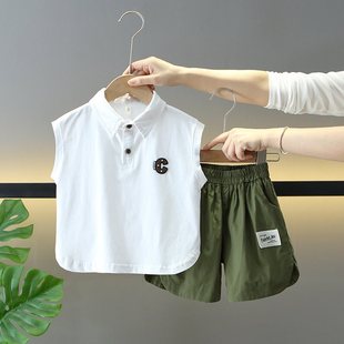 Boys Summer Clothes 2025 New Baby Summer Sleeveless Shirt Vest Suit Kidsren's Clothing Baby Cool and Handsome Clothes