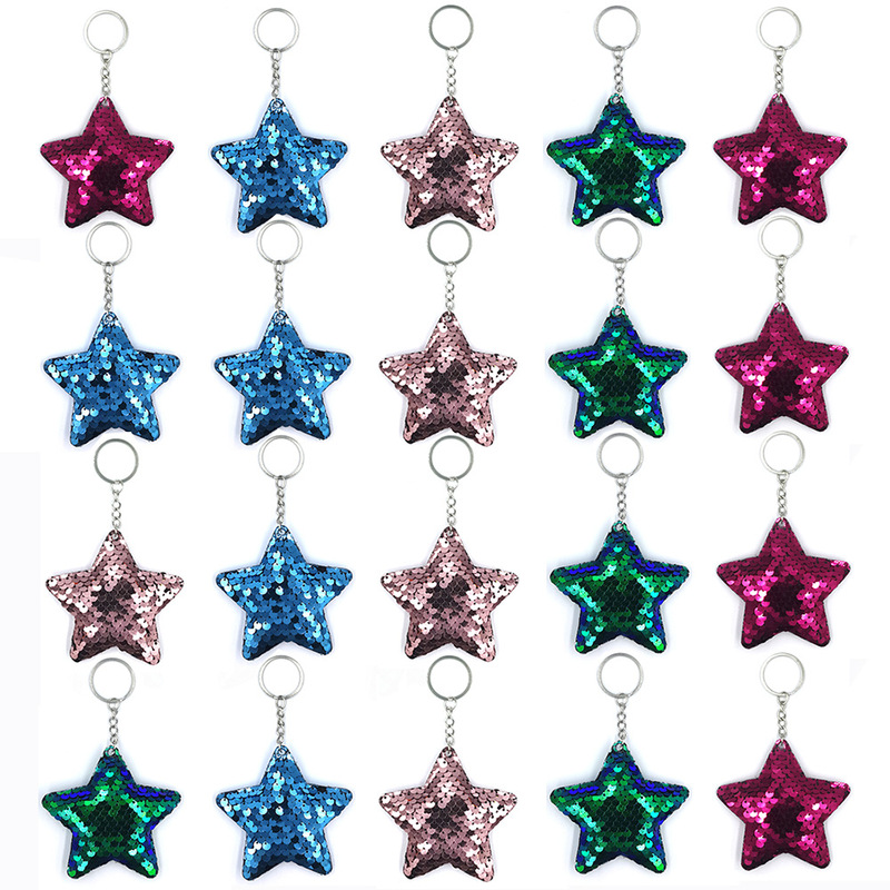 Five-pointed Star Sequin Keychain Pendant Reflective Gloss Star Keychain Women's Bag Pendant Jeans Pendant