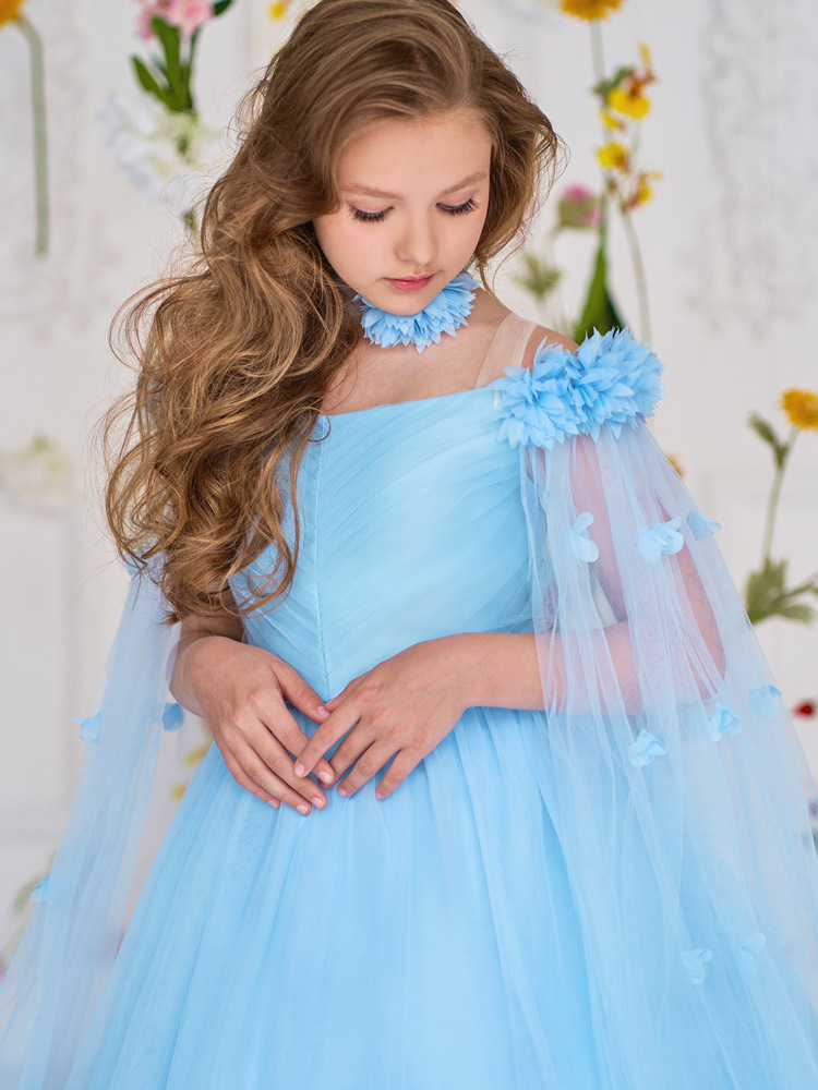 Amazon vestido de niñas vestido de princesa larga vestido de niñas espectáculo vestido de malla de cola vestido de niños al por mayor