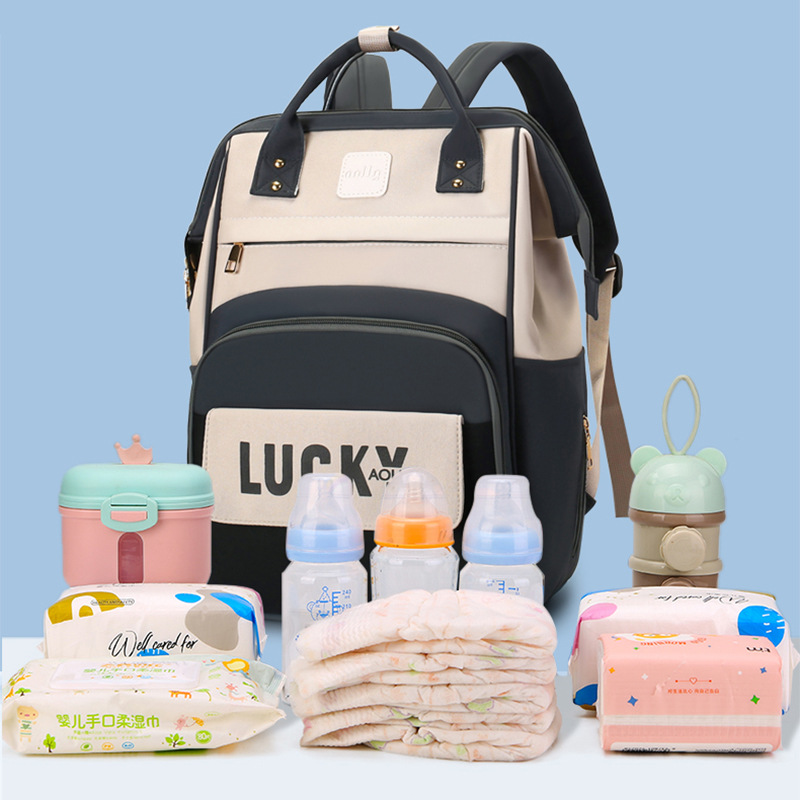 Gran capacidad nueva bolsa de mamás portátil al aire libre bolsa de bebés de almacenamiento multifuncional doble bolsa de madre y bebé