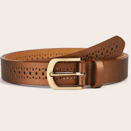 外贸复古时尚跑步腰带  方扣镂空百搭可调节男女简约款式皮带潮流