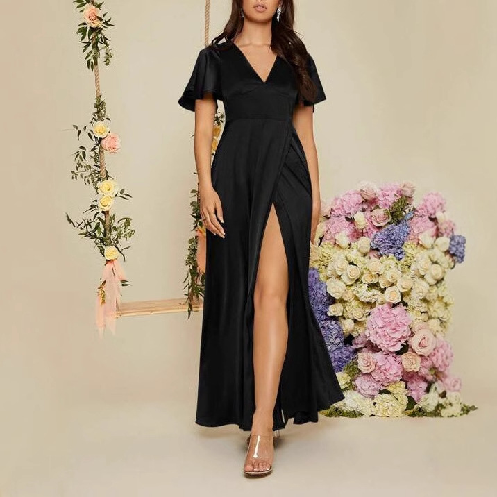 solid color fitted dress