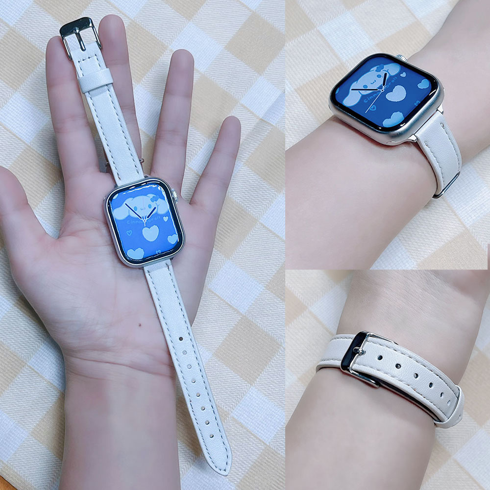 For Apple Apple iwatchS10s9Ultra87654 Girl's Wristband Light Luxury Niche Leather Watch Strap